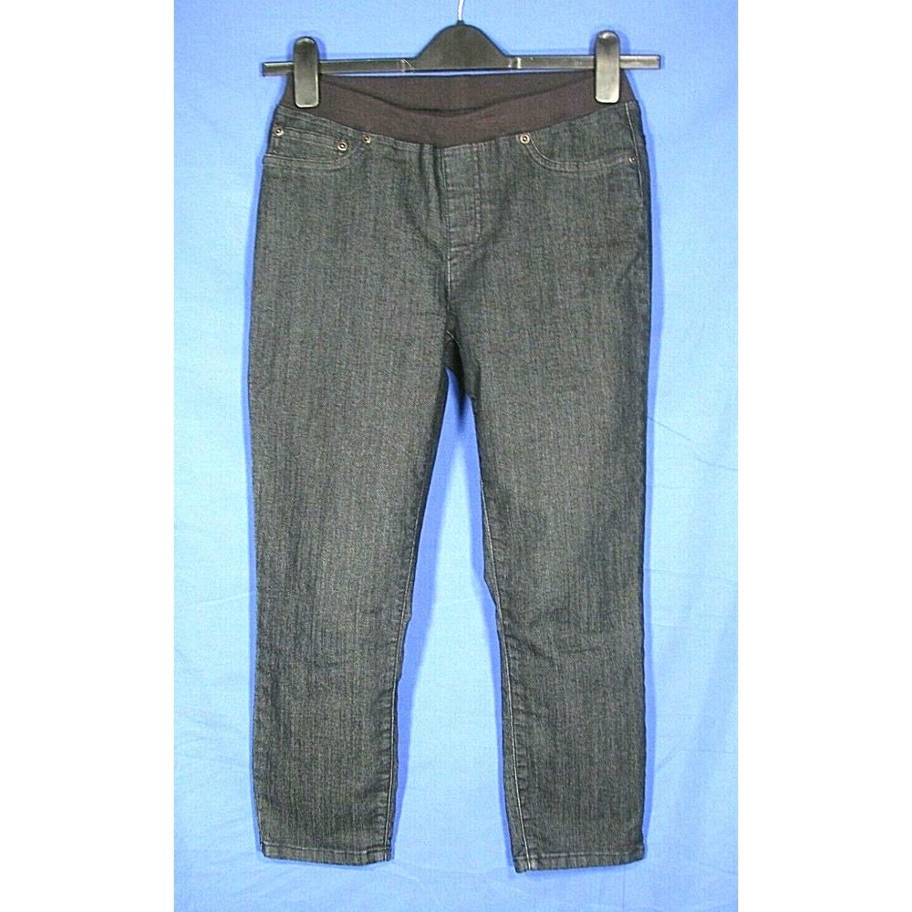 CHICO'S PLATINUM Pull-On ELASTIC WAIST Dark Blue Jeans STRETCH Ankle JEGGING 00